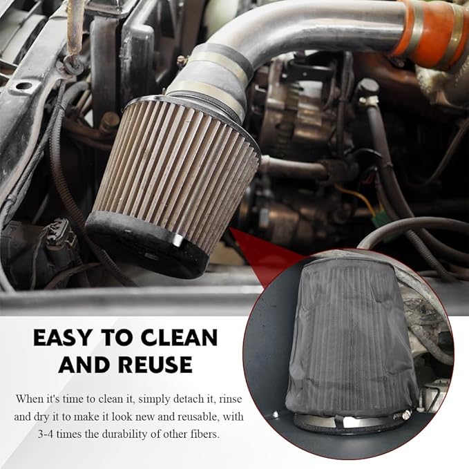 Air Filter Cover for Car Cold Air Intake Filter Cover Wrap Dustproof, Air Filter Cleaner Kits, Air Intake Filter Sock Cover for Harley Touring Universal for High Flow Air Intake Filters (Large)