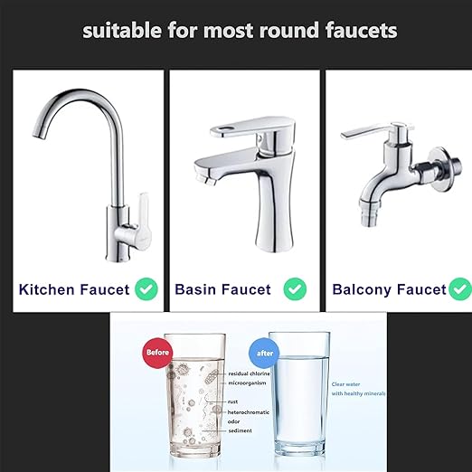 Sink Water Faucet Filter,360-Degree Rotating Faucet Filter Water Purifier Faucet Filter Purifier for Kitchen, Bathroom, Sink, Removes Heavy Metals and Hard Water(Blue)