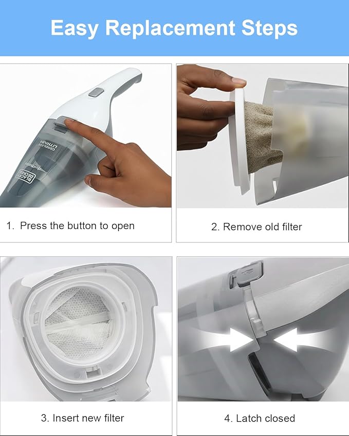 HNVCF10 Replacement Filters, Compatible with Black & Decker Dustbuster Hand Vacuums HNVC215B10, HNV215B12, HNVC220B, HNVC215BW52, HNVC115J06, HNVC115B22, HNVC220BCZ01 Filter, 3 PACK