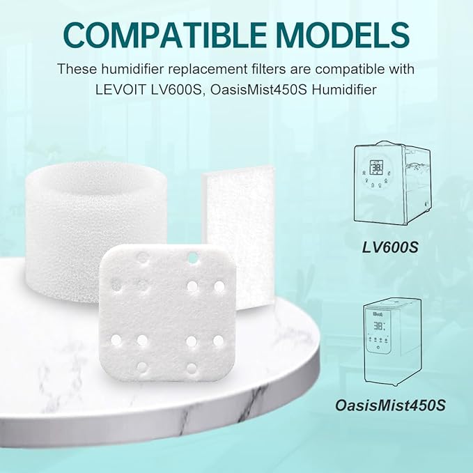 Replacement Filters Compatible with LEVOIT LV600S LV600HH OasisMist450S 12 Pack Absorption Pads + 12 Pack Humidifier Replacement Filters + 12 Pack Aroma Pads