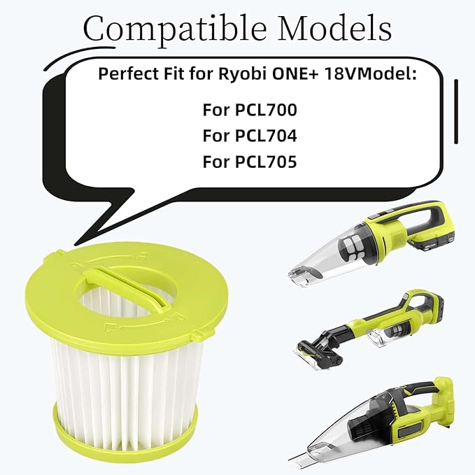 4 Pack HEPA Filters Replacement For Ryobi ONE+ 18V Handheld Vacuum Models PCL700 PCL704 PCL705 Series, Also Fit HART 20-Volt Hand Vacuum HPHV34 and More, Part # A32F05N A32HF00 HAHV33