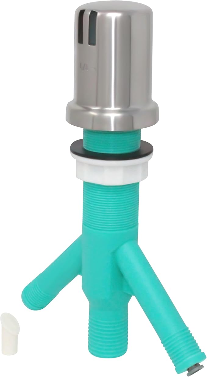 Dual Air Gap with Brushed Stainless Steel Brass Cap for Dishwasher and Tankless Reverse Osmosis Filter and Extra Long Thread (AG200-407, AG200-X07, AMERIGAP)