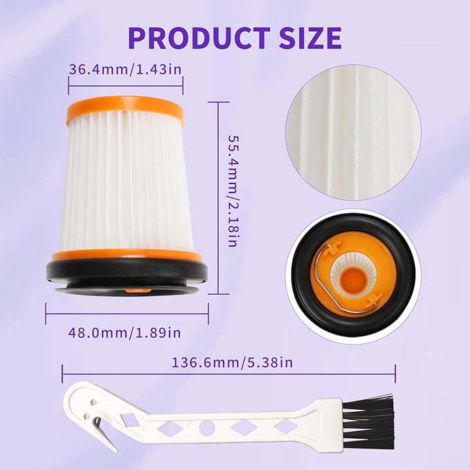 6-Pack WV201 for Shark Wandvac Filter Replacement Shark Handheld Vacuum Filter ION W1 S87, WV200, WV201, WV205, WV201BK,WV220, Compare to Part: XHFWV200