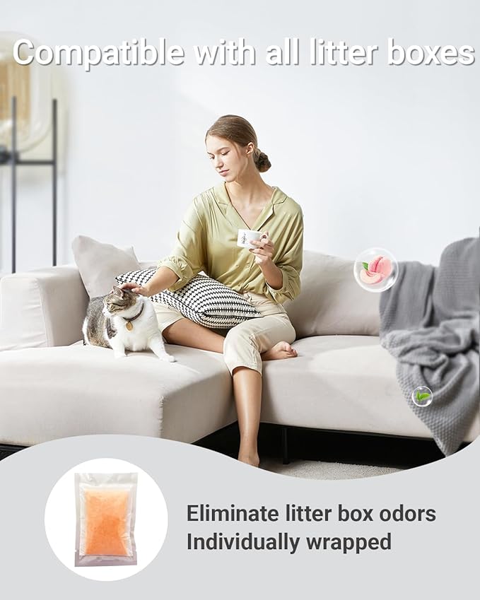 16 Pcs Cat Litter Box Deodorizer Refills Compatible with Whisker OdorTrap Pod Litter Robot 4 Accessories Filter, Eliminates Odors, Litter Box Odor Eliminator (Peach Scent)
