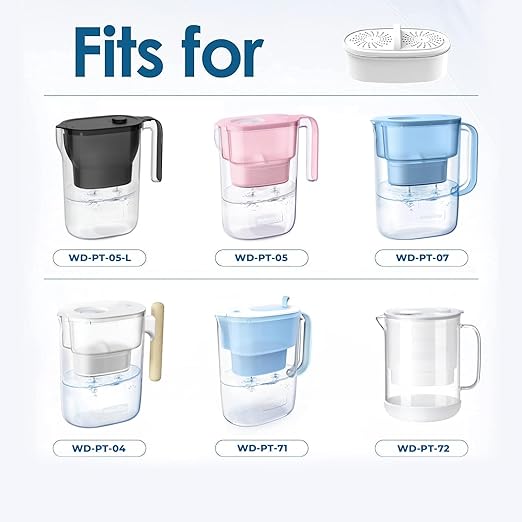 1 Pack Filter Replacement for All Waterdrop® Pitchers, Waterdrop® WD-PF-01A Plus Filter, Reduces Lead, PFAS, PFOA/PFOS, Chlorine, Last Up to 3 Months or 200 Gallons, AQUA CREST