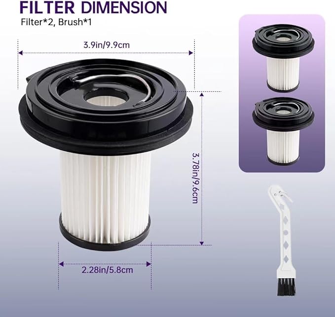 Pleated Filter Replacement Compatible with Bissell Cleanview XR 200W 300W Pet Stick Vacuum Cleaner 3789U 3797V 3789X, Compare to Part #1638010, 2 Pack