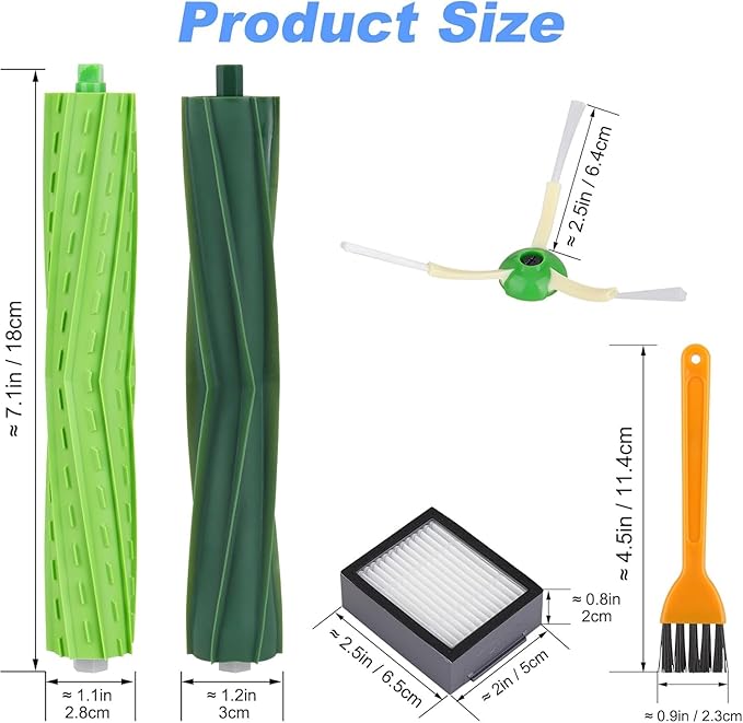 Replacement Parts Accessories for iRobot Roomba E&I&J Series - Fit e5 e6 e7 i1 i1+ i2 i3 i3+ i4 i4+ i6 i6+i7 i7+ i8 i8+ j6+ j7 j7+,Combo i5 i5+j5 j5+ Vacuum - 1 Set Brush,3 Side Brush,3 HEPA Filter