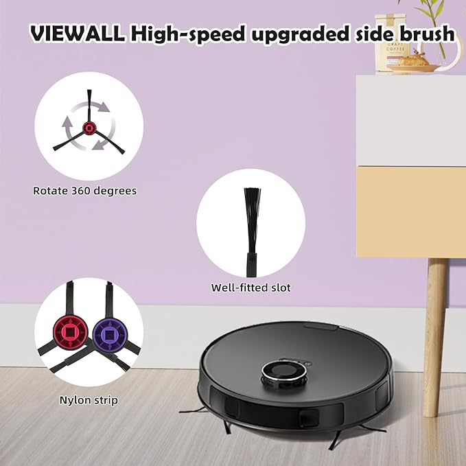 18 Pack E20 Plus Accessories Kit Replacement Compatible with Eureka E20 Plus, 1 Main Roller Brushes, 8 Side Brushes, 4 Hepa Filters, 4 Mop Pads,1 Cleaning Brush