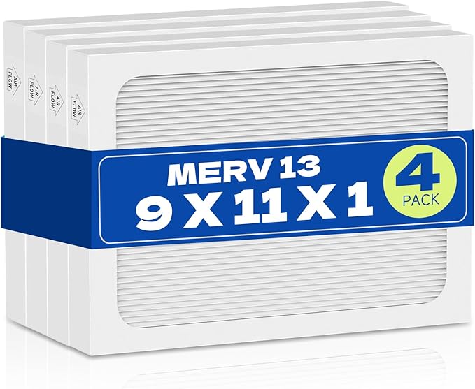 4-Pack 9 x 11 x 1 MERV 13 Replacement Dehumidifier Filter Compatible with Santa Fe Compact70, Ultra70, Element, Compact2, UA 65H dehumidifier Models