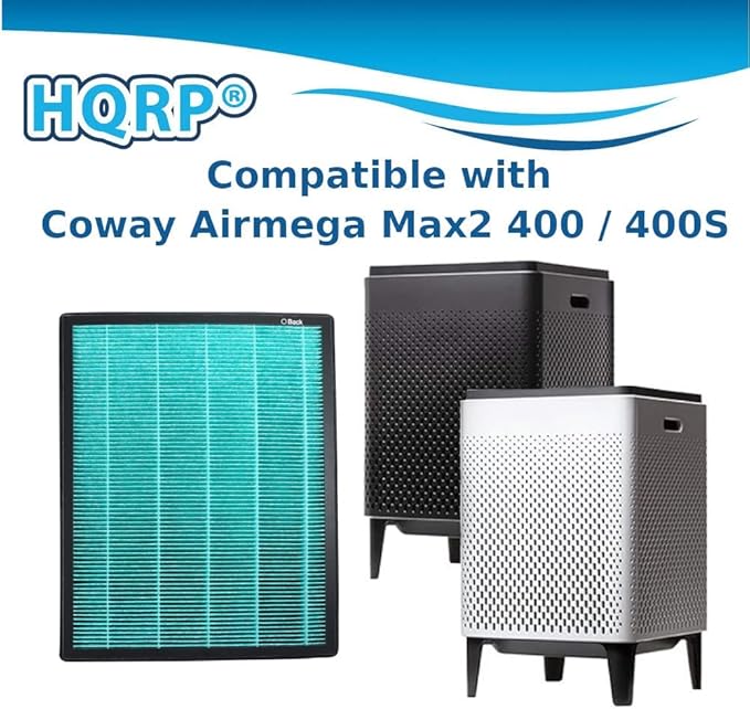 HQRP 2-Pack Filter Compatible with Coway Airmega Max2 400 / 400S Air Purifier with Carbon Layer