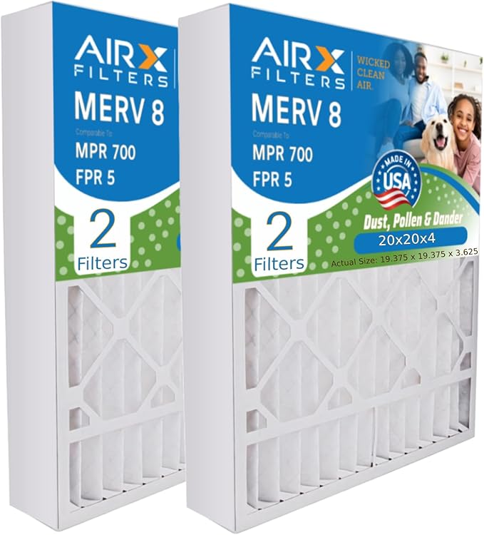 AIRx Filters 20x20x4 Furnace Filter MERV 8 AC HVAC Air Filter, Easy Installation, For Dust, Pollen & Pet Dander Control, Captures Airborne Particles, 2-Pack