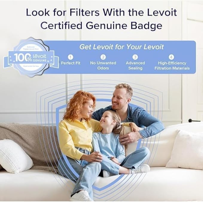 LEVOIT LV-H128 Air Purifier Replacement Filter, Genuine LV-H128-RF Air Filters, Capture Dust Smoke Pollen, Activated Carbon, 3-Stage Filtration System, 2 Piece Set, 2 Pack