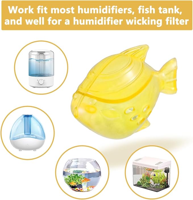 Humidifier Tank Cleaner, Raipoment 10PCS Universal Humidifier filters fish Compatible with Drop,Droplet, Warm&Cool Mist Humidifiers,Fish Tank[Keep The Water (Fish-yellow)