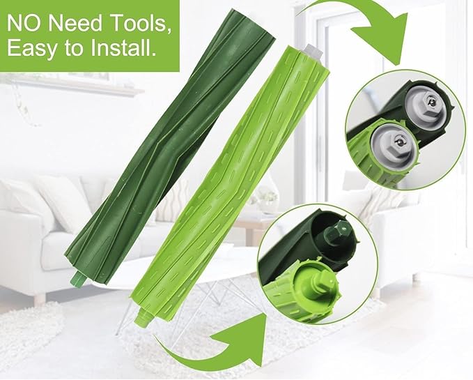 Replacement Parts accessories Compatible for iRobot Roomba i3 i3+ i4 i6 i6+ i7 i7+ i8 i8+/Plus E5 E6 E7 I,E &J Series Vacuum Cleaner,1 Set Rubber Brushes 4 HEPA Filters & 4 Side Brushes