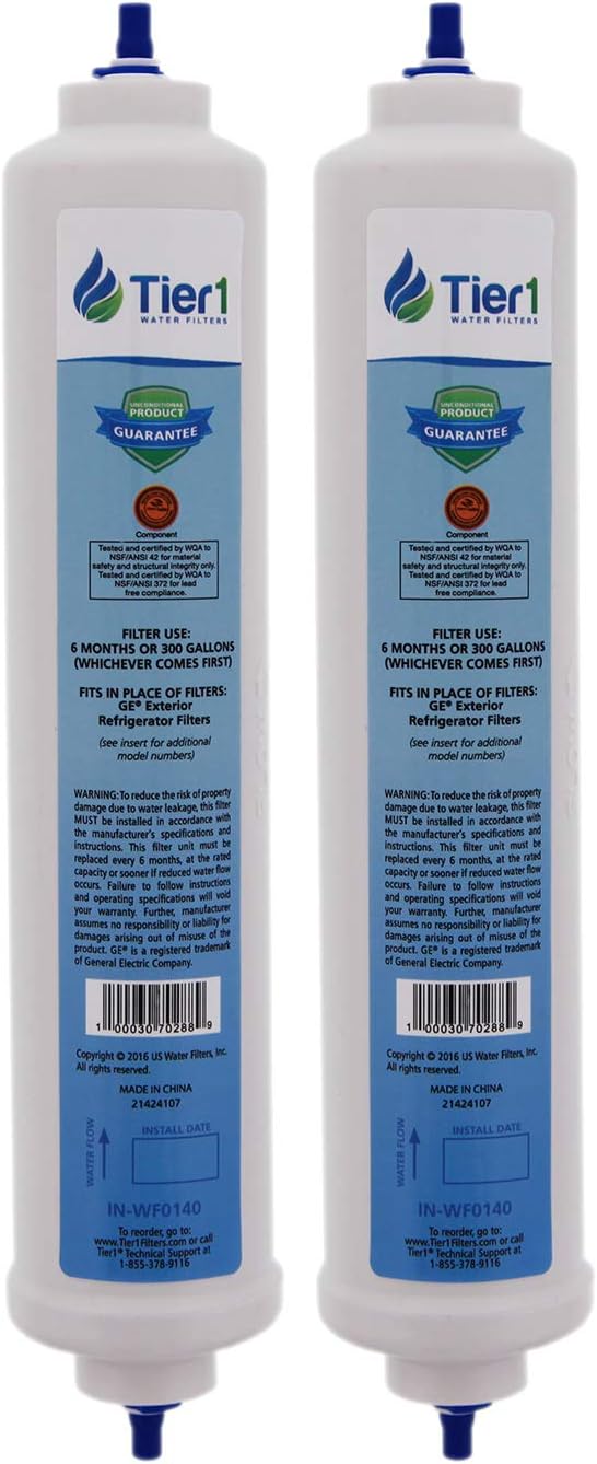 Tier1 Replacement for GXRTDR Under Sink water filter for GE SmartWater Twist and Lock In-Line Water Filter 2 Pack