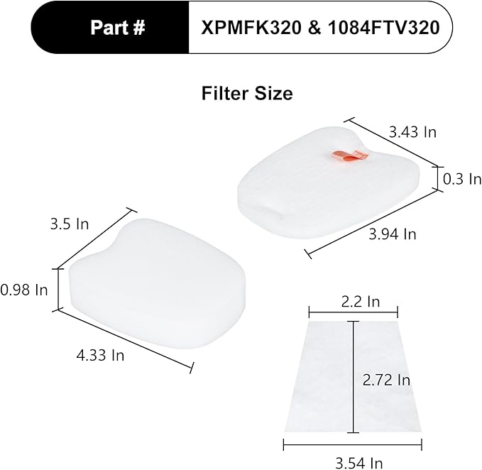 HV370 Filter Compatible with Shark HV370 HV371 HV322 HV345 HV343AMZ ZS350 ZS351 ZS352 HV320 HV321 HV324Q HV345 HV401 Rocket Pro Corded Stick Vacuum (4 Sets)