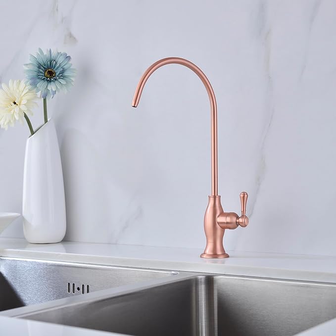 Delle Rosa Drinking Water Faucet in Copper Finish, Retro Stainless Steel Kitchen Water Filter Faucet, Commercial Water Filtration Faucet for Under Sink Water Filter System,Copper Finish,Non-Air Gap