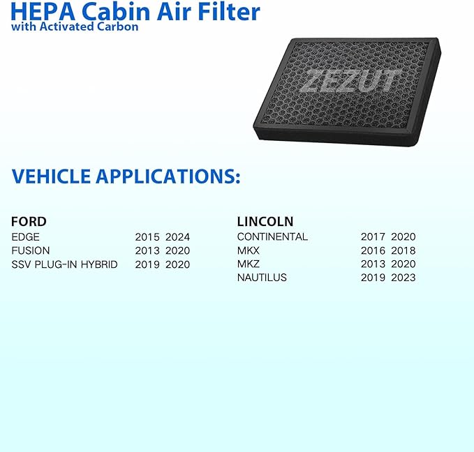 Cabin Air Filter, for Edge 2015-2023, Fusion 2013-2020, MKZ 2013-2020, Nautilus 2019-2023, SSV Plug-In Hybrid 2019-2020, Continental 2017-2020 (CF11775)