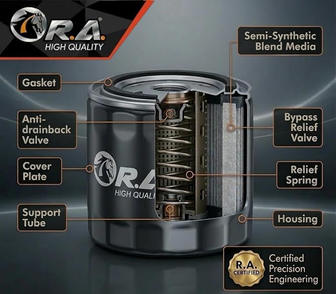 RA-6607 Engine Oil Filter – Compatible with Nissan Altima, Rogue, Sentra, Versa, Maxima, Infiniti Q50 Q60 QX50 QX60, Mazda 3 CX-5 MX-5 Miata, Subaru Forester Impreza Outback