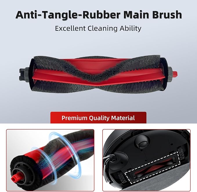 Q7 M5 Accessories Kit Replacement Compatible with Roborock Q7 M5+/Q7 L5/Q7 L5+ Robot Vacuum, 2 Main Brush, 4 Mop Clothes, 6 Side Brushes, 4 Filters, 1 Cleaning Tool