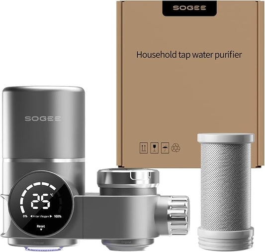 Faucet Water Filter, LED Display Faucet Top Water Filter with Real-Time Filter Life Indicator 99.9% Filtration, NSF42 Remove Chlorine,Odors & Heavy Metals, 1*Filter, LJ206