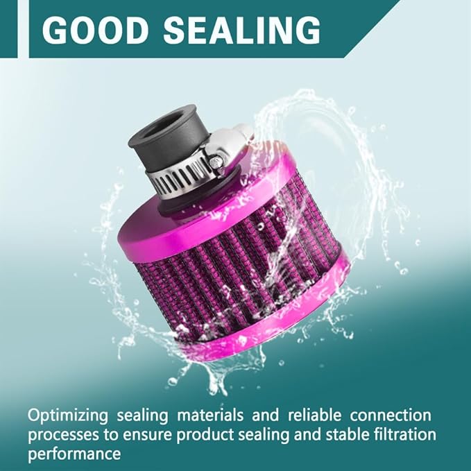 12mm Air Filter Intake Filter Breather, Valve Cover Breather, Mini Universal Motor Cone Cold Clean Air Intake Filter Turbo Vent Breather, Vehicle Engine Air Filters Suitable for Cars Motorcycles