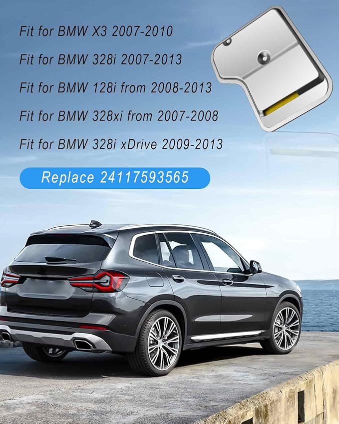 Automatic Transmission Filter Kit Fit for BMW X3 128i 328i xDrive 2007 2008 2009 2010 2011 2012 2013, Transmission Filter Oil Pan Gasket Set Replace 24117593565