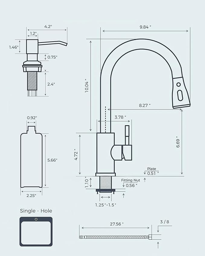 FORIOUS Kitchen Faucets with Soap Dispenser and Pull Down Sprayer, Bar High Arc Single Handle Classic 3 Modes Stainless Steel Faucet for Kitchen Sink Farmhouse RV Laundry Camper, Black Chrome