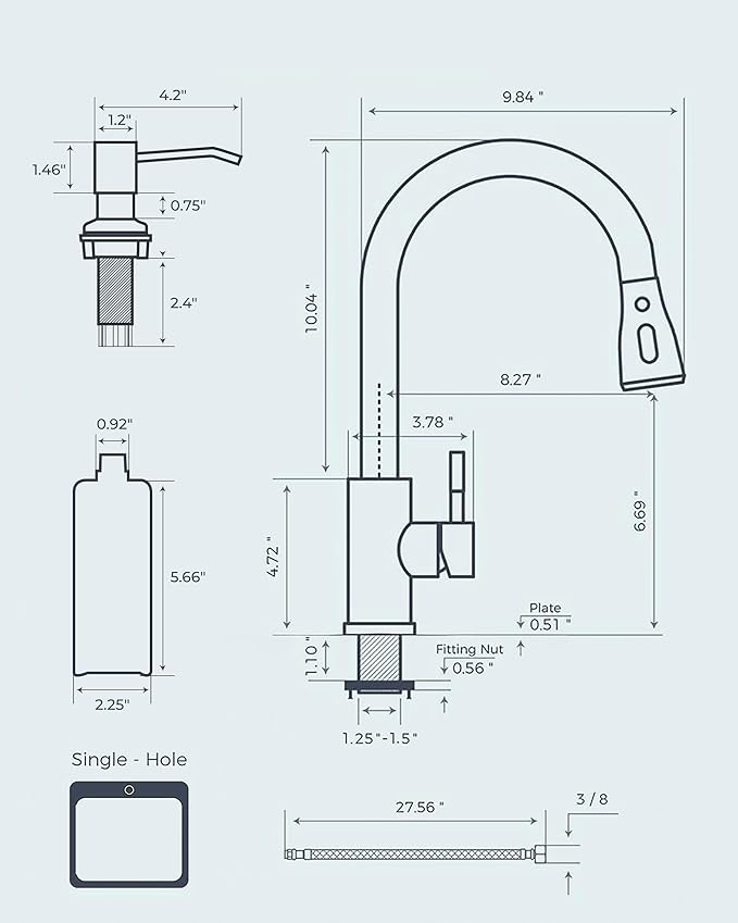 FORIOUS Kitchen Faucets with Soap Dispenser and Pull Down Sprayer, Bar High Arc Single Handle Classic 3 Modes Stainless Steel Faucet for Kitchen Sink Farmhouse RV Laundry Camper, Black Brushed