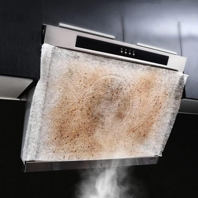 Disposable Kitchen Hood Oil Filter Paper Range Hood Grease Anti Oil Cotton Filter Cooker Hood Extractor Fan Filter Non-Woven (43cmx45cm/12pcs)