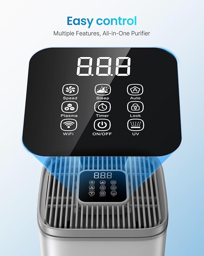 Budget Pet Air Purifier - Alkaline Filter, Large Coverage, APP Control, Auto Odor Removal, PM2.5, Long-Life,Safe for Homes with Pets