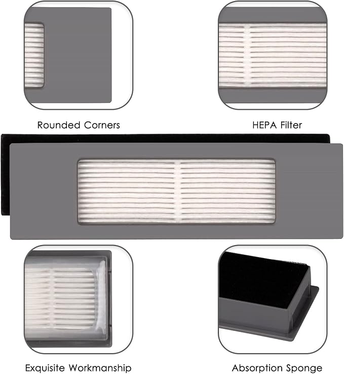 (16 Pieces) N10 HEPA Filters for ECOVACS DEEBOT OZMO N10, N10 Plus, 920, 950, T8 AIVI Max, T9, T5, N5, N7, N8+, N8 Pro Plus, DX55, DX93, DJ65 Robot Vacuum Cleaner Filters Accessories Kit