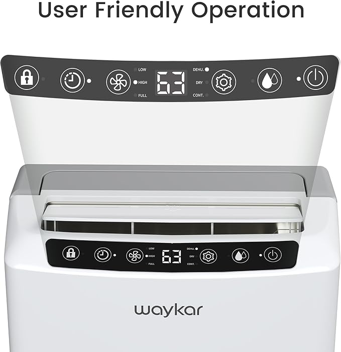 Waykar 2000 Sq. Ft 34 Pints 2025 Most Efficient Energy Star Dehumidifier for Home and Basement with Auto or Manual Drainage, Quiet 33dB Operation, 0.62 Gallon Water Tank Capacity