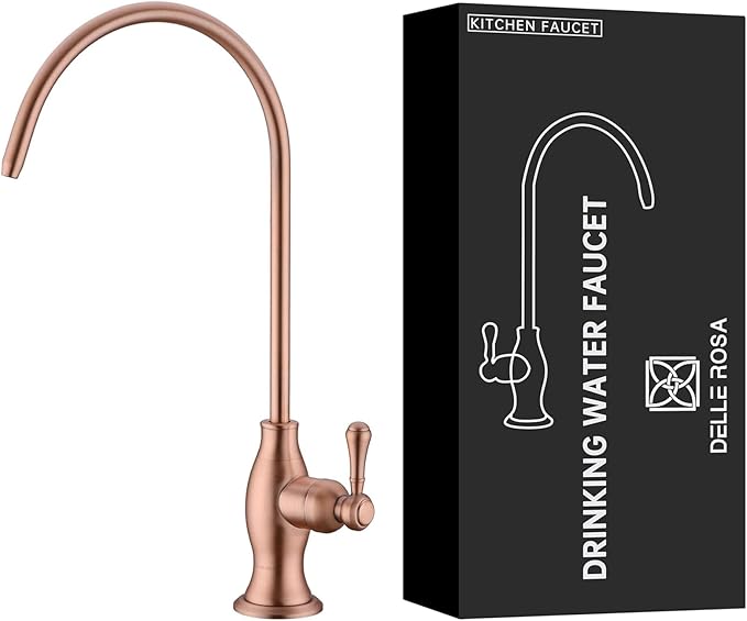 Delle Rosa Drinking Water Faucet in Copper Finish, Retro Stainless Steel Kitchen Water Filter Faucet, Commercial Water Filtration Faucet for Under Sink Water Filter System,Copper Finish,Non-Air Gap