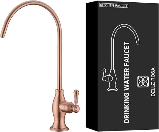 Delle Rosa Drinking Water Faucet in Copper Finish, Retro Stainless Steel Kitchen Water Filter Faucet, Commercial Water Filtration Faucet for Under Sink Water Filter System,Copper Finish,Non-Air Gap