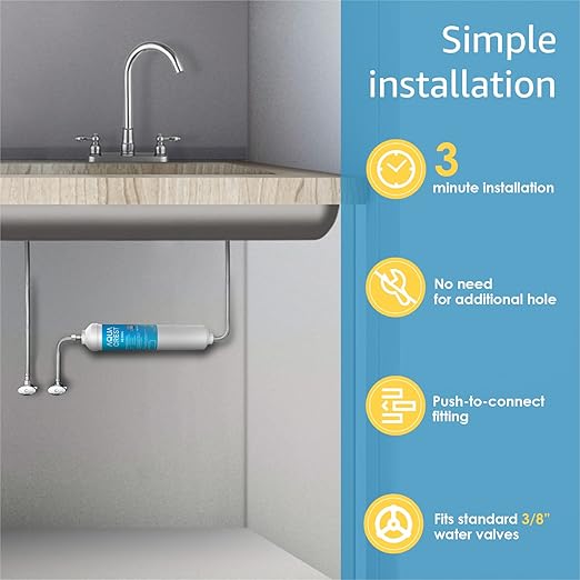 AQUA CREST 5KDC Under Sink Water Filter System, Direct Connect Under Sink Water Filter, Reduces PFAS, PFOA/PFOS, Chlorine, NSF/ANSI Tested 5K Gallons Ultra High Capacity