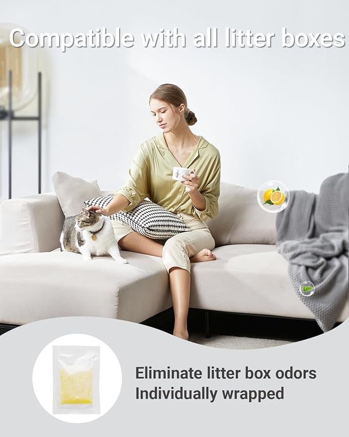 14 Packs Cat Litter Deodorizer Compatible with Whisker Odor Trap Pack Refills Litter Robot 4 Filter, Cat Litter Odor Eliminator for Self-Cleaning Litter Box Accessories, Cat Box Deodorizer
