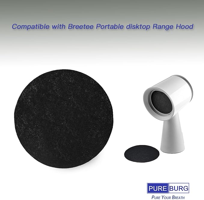 PUREBURG Replacement Activated Carbon Filter Compatible with Breetee Portable disktop Range Hood,12-Pack Air Clean Dust VOCs Odor Smoke in Kitchen