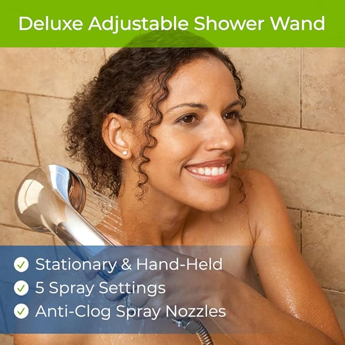 WaterChef Premium Shower Filter System SF-7C (Chrome) - Deluxe Adjustable Wand, Advanced Filtration for Superior Chlorine Reduction - NSF/ANSI Certified: 96.6% of Chlorine, 10,000 Gal., USA