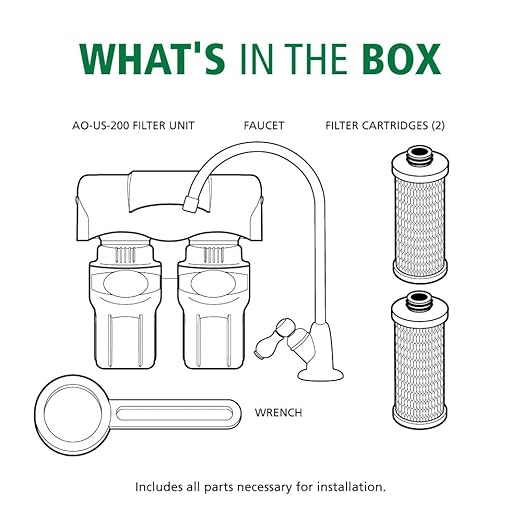 AO Smith Under Sink Water Filter System - Reduces PFAS, Lead, & Chlorine in Drinking Water - Under Counter Claryum Filtration for Kitchen - 2-Stage - AO-US-200