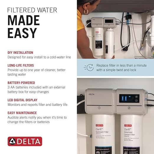 Delta Clarifi Sediment & Advanced Carbon Filter Replacement Pack for 2 Stage Under Sink Advanced Water Filter Systems, DWQ300700