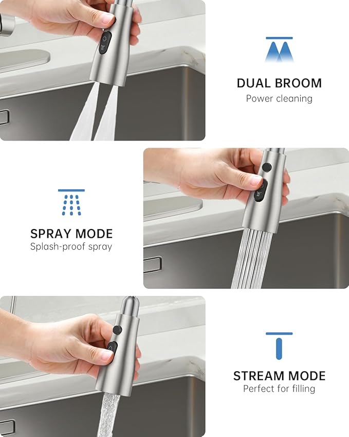 DAYONE Kitchen Faucet with Water Filter and Sprayer, 3 in 1 Pull Down Faucet with Purfied Water Faucet, 20 Inches High Arc Kitchen Water Filter Faucet, Brushed Nickel (Without Filtration Device)