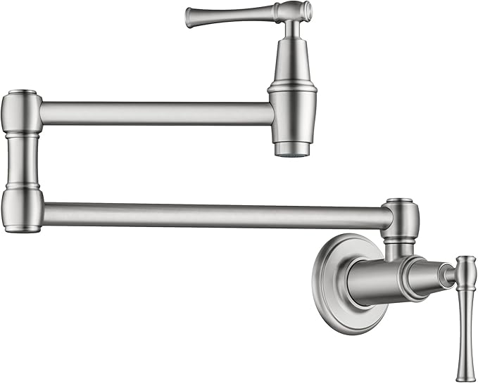 KRAUS Allyn Pot Filler Faucet with Retractable Arm, Wall Mount Kitchen Faucet, Pot Filler for Stove in Spot-Free Brushed Brass, KPF-5002SFS