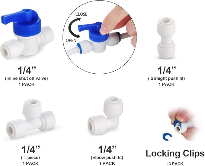 Refrigerator Water Line Kit, 49.2 Ft Extra Long Fridge Ice Maker Water Line Kit, 1/4” O.D.Leak-Proof & Long Lifetime Water Tubing Hose & Connect for Fridge Ice Maker RO Systems Water Filter Faucet