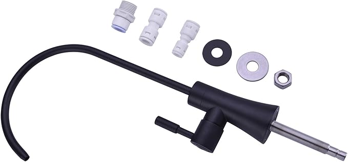 EKRTE Matte Black Drinking Water Faucet for Kitchen Sink, Stainless Steel Kitchen Water Filter Faucet,Commercial Water Filtration Faucet for Under Sink Water Filter System, RO Faucet in Matte Black