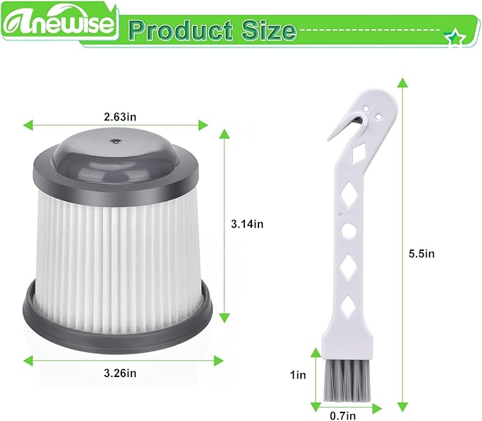 PVF110 Filter Replacement for Black and Decker Pivot Vac PHV1810 BDH2000PL PHV1210 PHV1410 BDH2020FLFH BDH1620FLFH Handheld Vacuum, Part # PVF110, 4 Pack PVF110 HEPA Filter