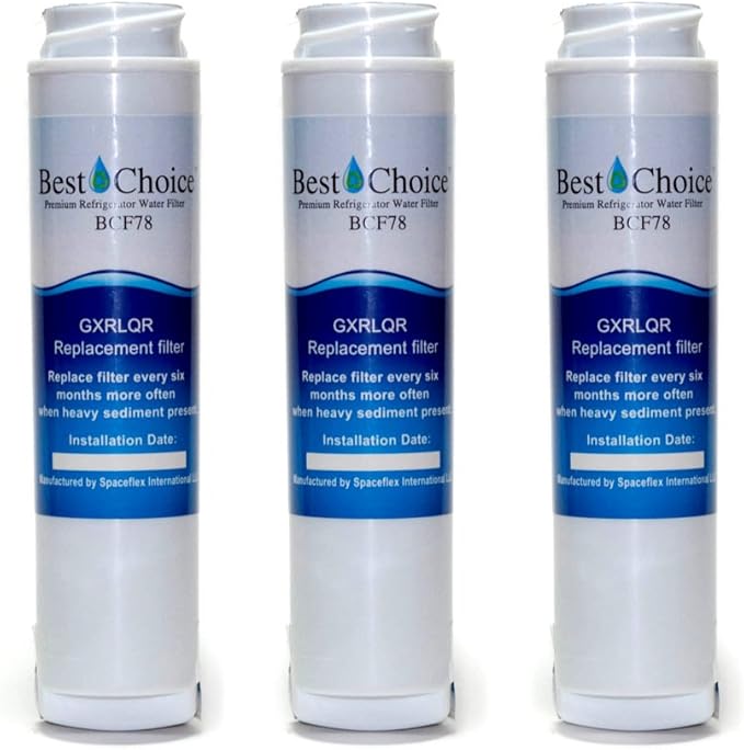 Best Choice Water Filters BCF78 Compatible with GE GXRLQR Certified Refrigerator Replacement Cartridge Fits GXRLQ, GX1S50, GXSTQ, GXRLOR SmartWater Twist and Lock Inline Filter (3-Pack)