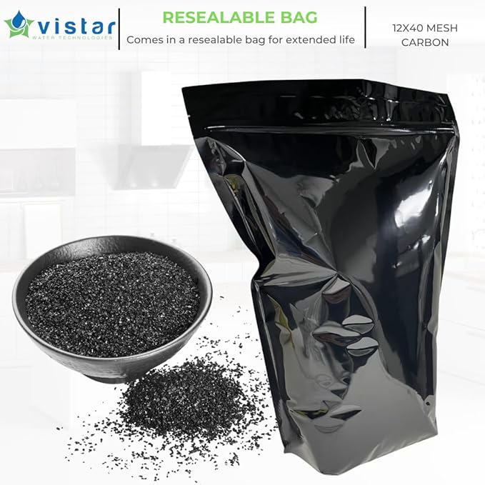 American Water Solutions - 5lbs Activated Coconut Shell Granular Carbon Charcoal 12X40 Mesh for Water Filtration/Air Filtration Systems.