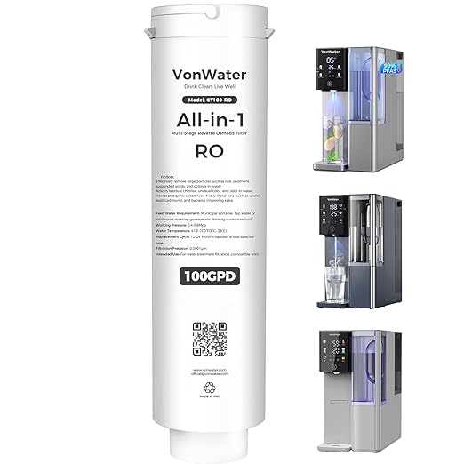CT100-RO Replacement Filter | 𝐑𝐞𝐯𝐞𝐫𝐬𝐞 𝐎𝐬𝐦𝐨𝐬𝐢𝐬 RO Filter Cartridge for CT910/C5/CT910G Series | 100GPD 12-24 Months | NSF/ANSI372,42,58, Reduce TDS PFAS (CT100-RO)