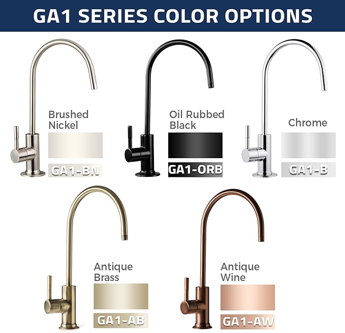 iSpring GA1-ORB Lead-Free Reverse Osmosis, Countertop Bar Sink RO Drinking Water Faucet, Contemporary Style, High Spout, Oil Rubbed Black - 1/4"